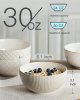 Ceramic Soup Bowls, Cereal Bowl Set of 4 with Assorted Embossment (6.1 inch & 30 oz), Farmhouse Vintage Color Bowls for Kitchen